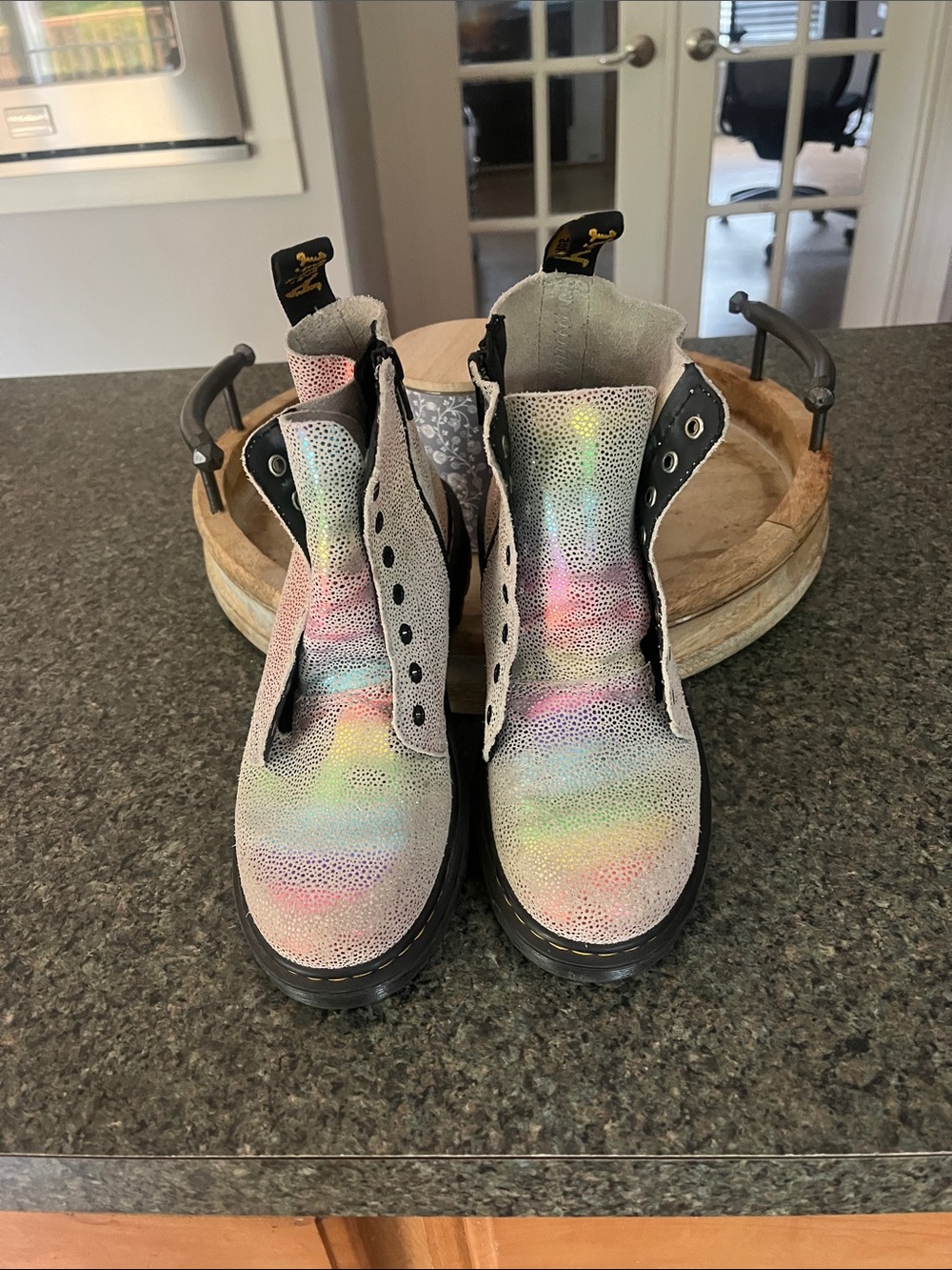 Kids Iridescent Dr Martens boots
